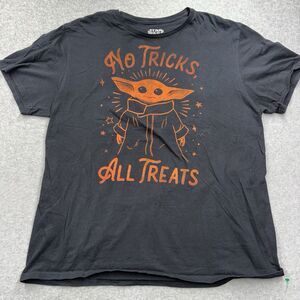 Star Wars Grogu Yoda Halloween No Tricks All Treats Men's Black T-shirt, Size XL